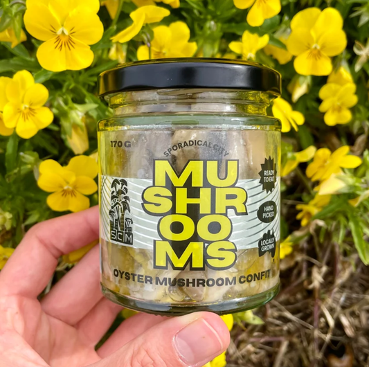 OMG Mushroom Confit in an open 130g jar